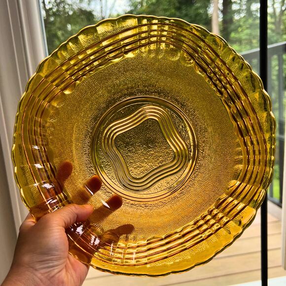 Vintage Rare Duralex Frosted Brown Amber Glass Wave Serving Bowl France - Picture 6 of 6